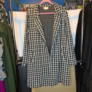MELLODAY size 3X Open Front Jacket Plaid Black and White